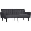 Upholstered 3-Seater Click Clack Sofa Bed with Storage & Cupholders - Grey