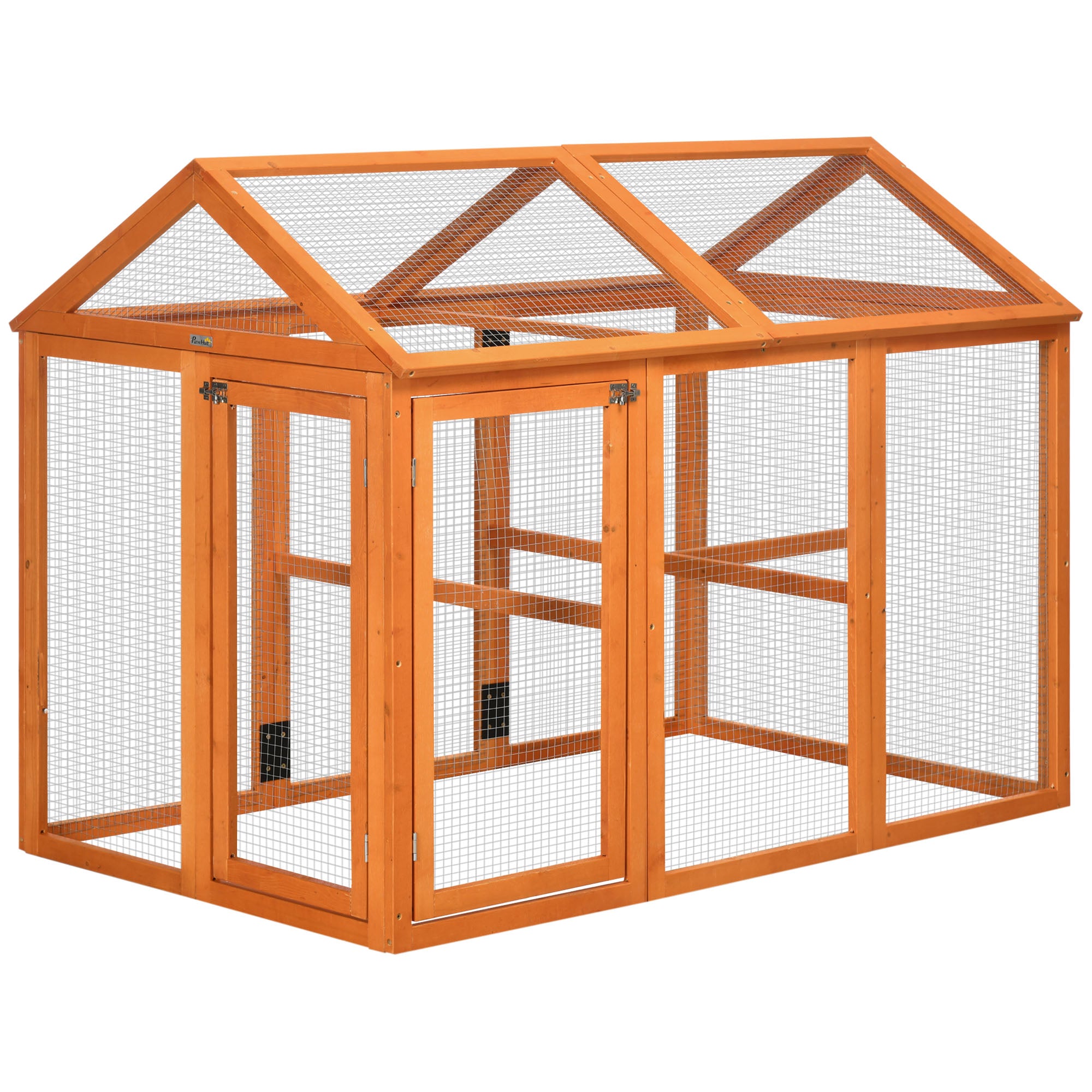 Chicken Run Coop, Wooden Chicken House for 1-3 Chickens, Hen House Duck Pen Outdoor w/ Combinable Design, Orange