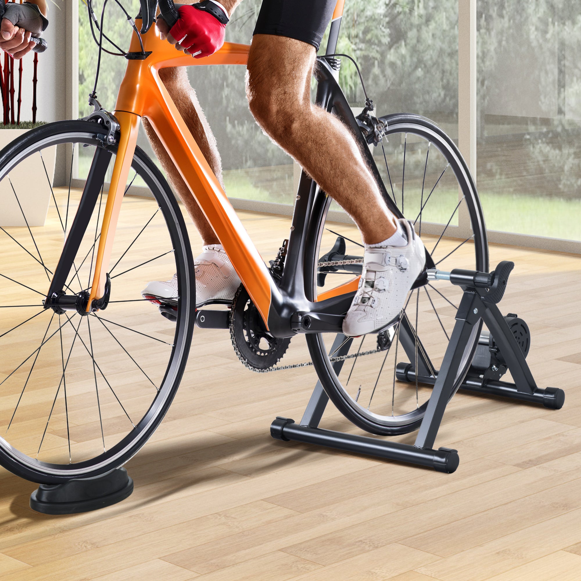 Foldable Indoor Bike Turbo Trainer-Black