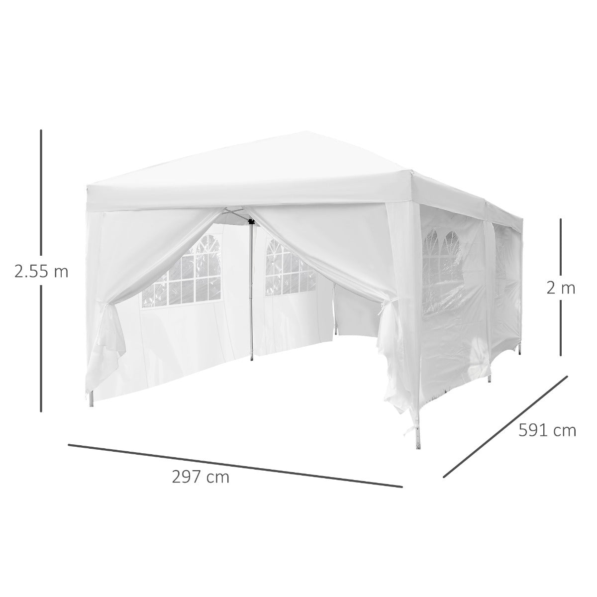 Pop Up Gazebo Marquee, size(6m x 3m)-White