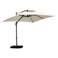 3 x 3m Garden Cantilever Parasol with Crank, Tilt & 360° Rotation - Beige