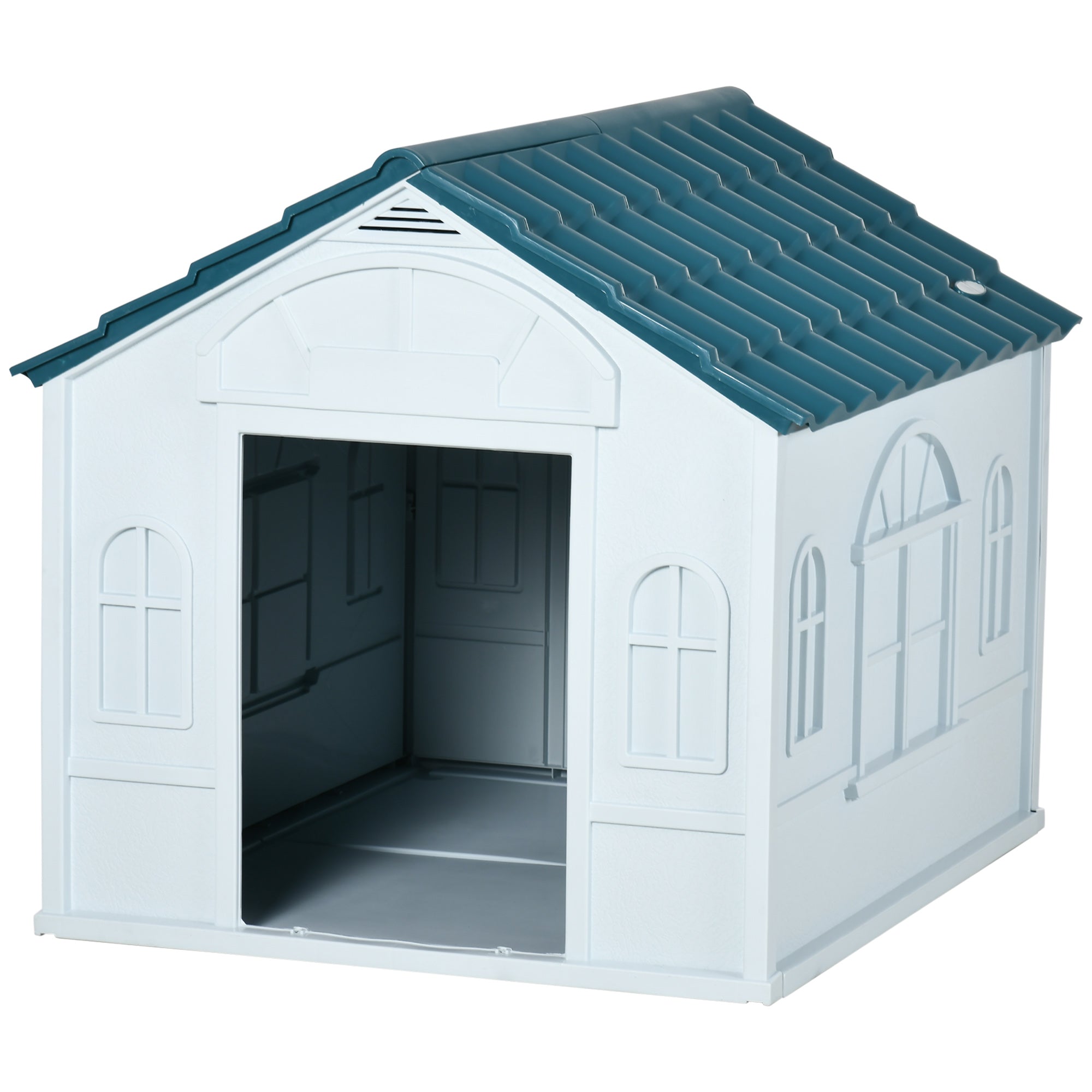 Plastic Weatherproof Dog House, Blue