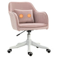 Velvet Office Chair with Rechargeable Electric Vibration Massage Lumbar Pillow and Wheels - Pink
