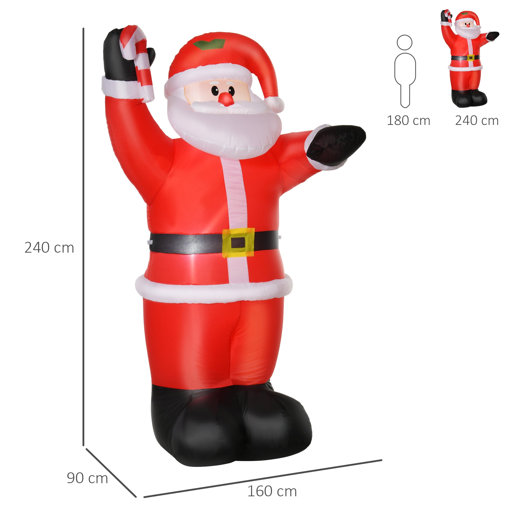 Inflatable Air Blown Christmas Santa Claus 240cm LED Lighted