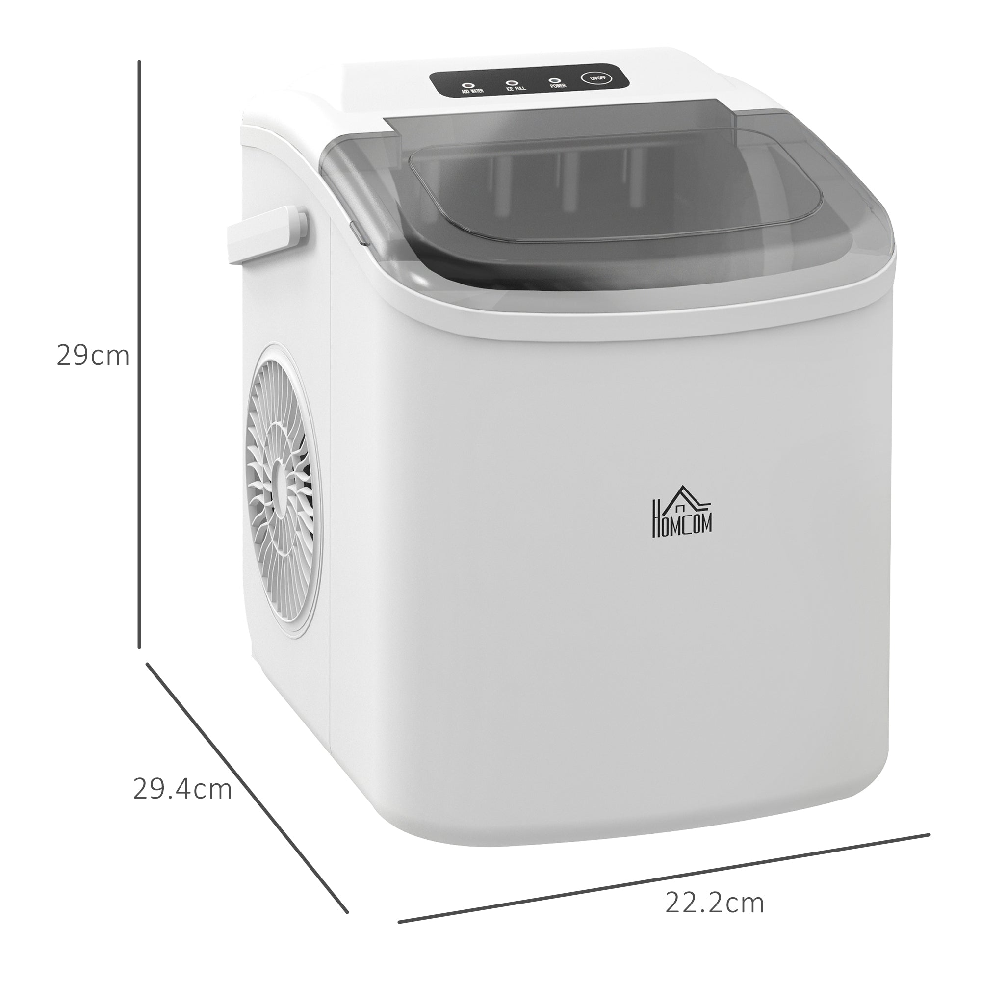 Ice Maker Machine Counter Top, 12Kg in 24 Hrs, 9 Cubes Ready in 6-12Mins, Portable Ice Cube Maker with Ice Scoop and Basket, White