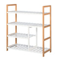4 Tier Shoe Rack Storage Stand Organizer 78x68x26 cm with Boot Compartment - Brown & White