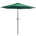 3m Tilting Garden Parasol with Crank Handle and 8 Ribs for Outdoor Balcony Bench - Green