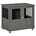 Dog Crate Furniture End Table for Small & Medium Dogs with Magnetic Door, Grey - 85x55x75 cm