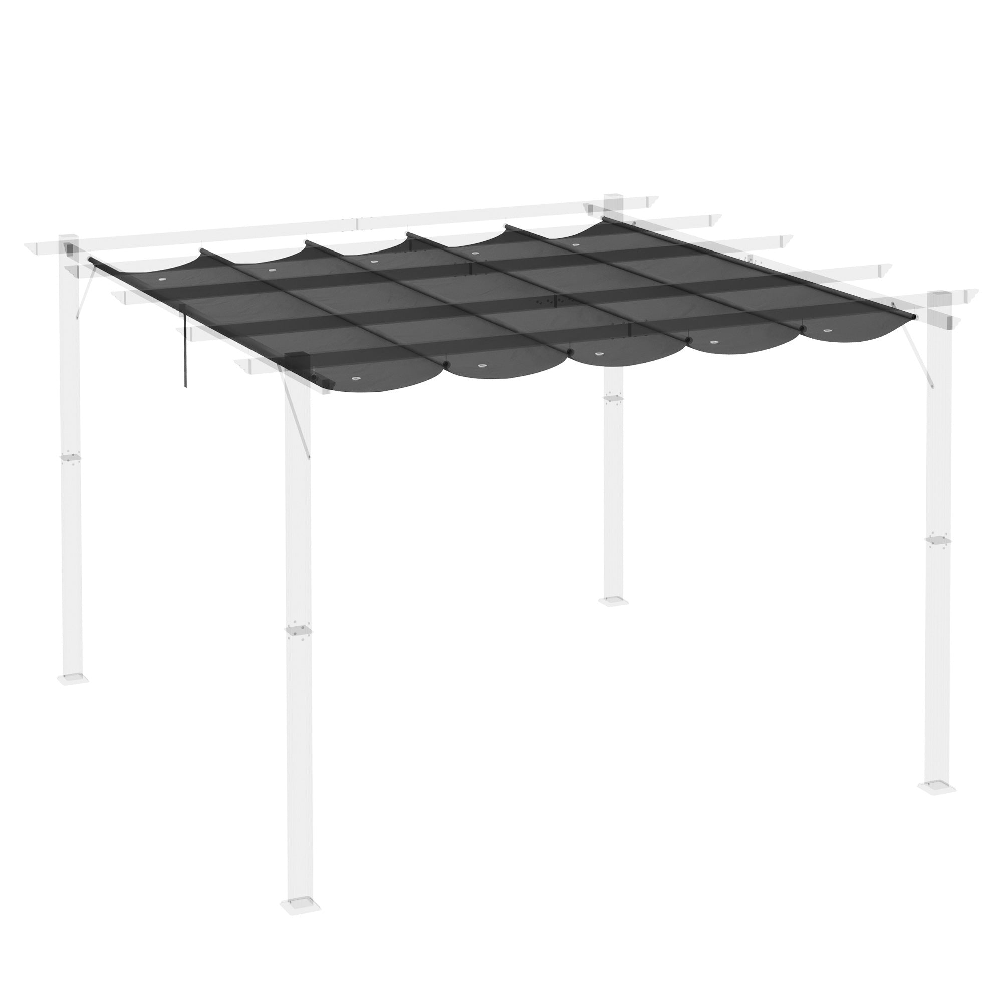 Retractable Pergola Shade Cover, Replacement Canopy Fabric for 3 x 3 (m) Pergola, Gazebo Retractable Roof, Dark Grey