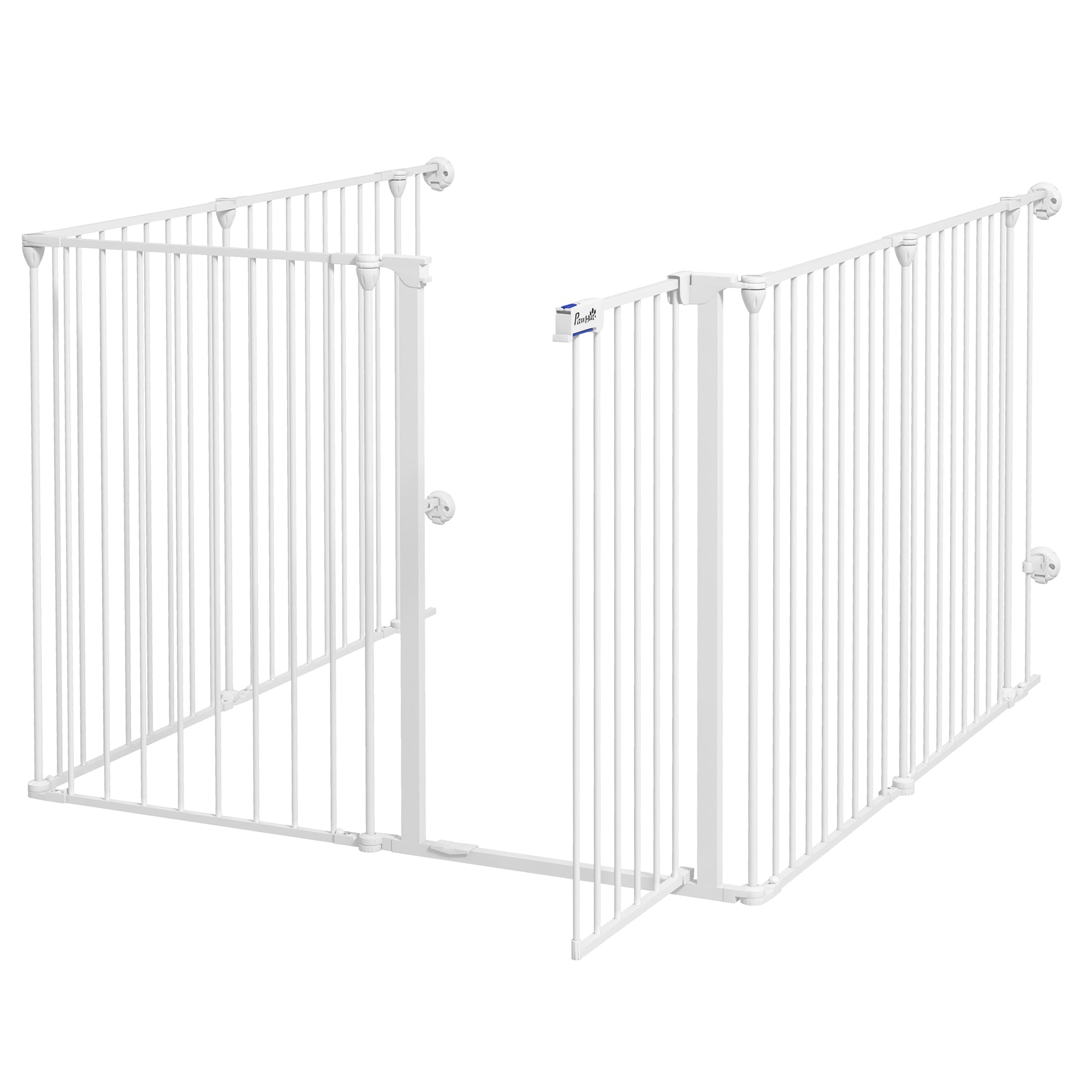 Dog Playpen, Foldable Dog Pen, Metal Rabbit Run, Pet Crate Fence with Door for Indoor and Outdoor, 90H x 123L x 102Wcm, White