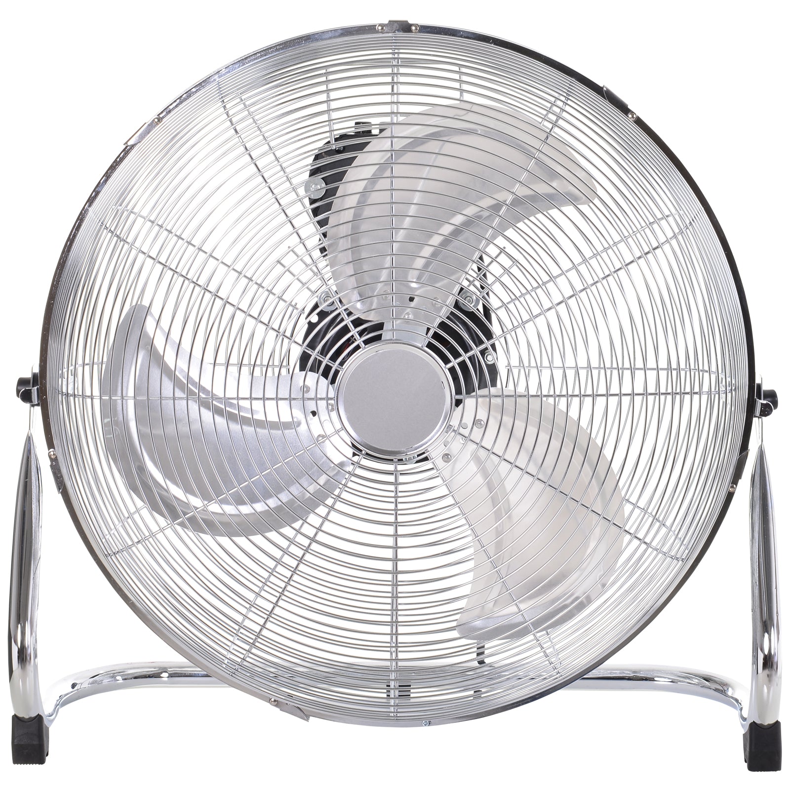 20" Chrome Metal Floor Standing Fan with Tilting, High Velocity, 3 Speed, Portable Gym Fan for Home Office, Silver