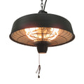 Adjustable 2500W Infrared Halogen Electric Ceiling Heater - Black