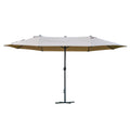 4.6m Double-Sided Garden Parasol with Cross Base Outdoor Patio Umbrella - Khaki