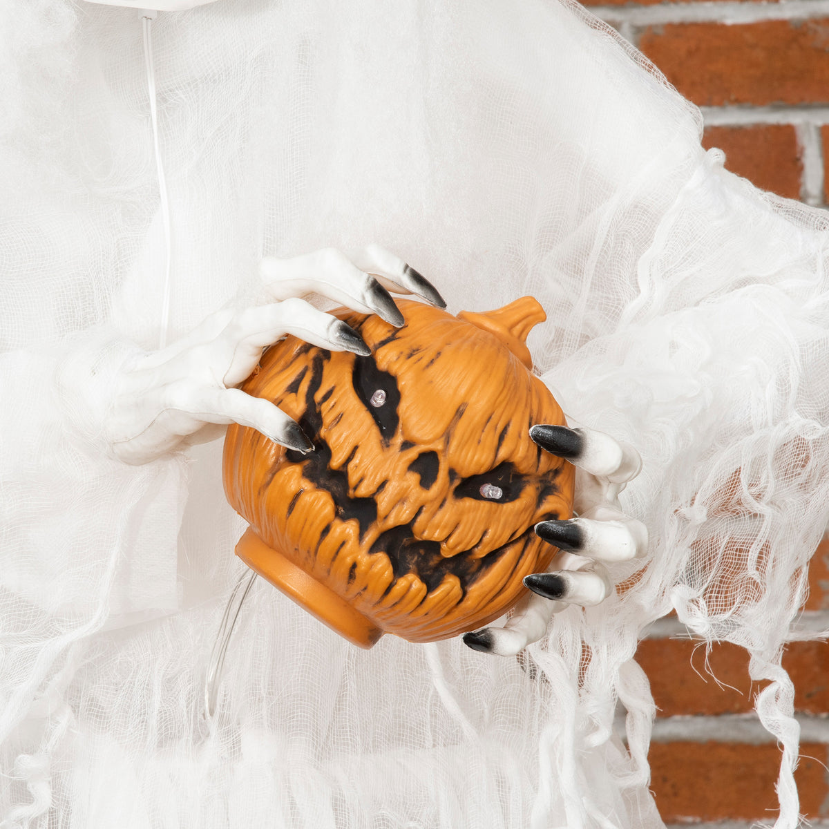 72 Inch Life-Size White Witch Halloween Decoration with Motion-Activated Light-Up Eyes - White