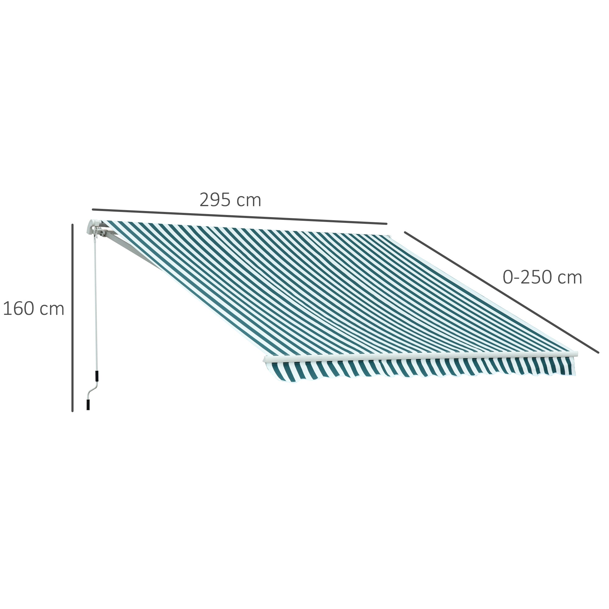 3m x 2.5m Garden Patio Manual Awning Canopy Sun Shade Shelter with Winding Handle Retractable - Green/White