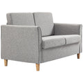 Compact 2-Seater Loveseat Sofa with Wood Legs and Armrests - Light Grey