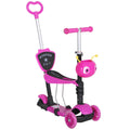 5-in-1 Toddler 3-Wheel Mini Kick Scooter with Removable Seat & Backrest - Pink