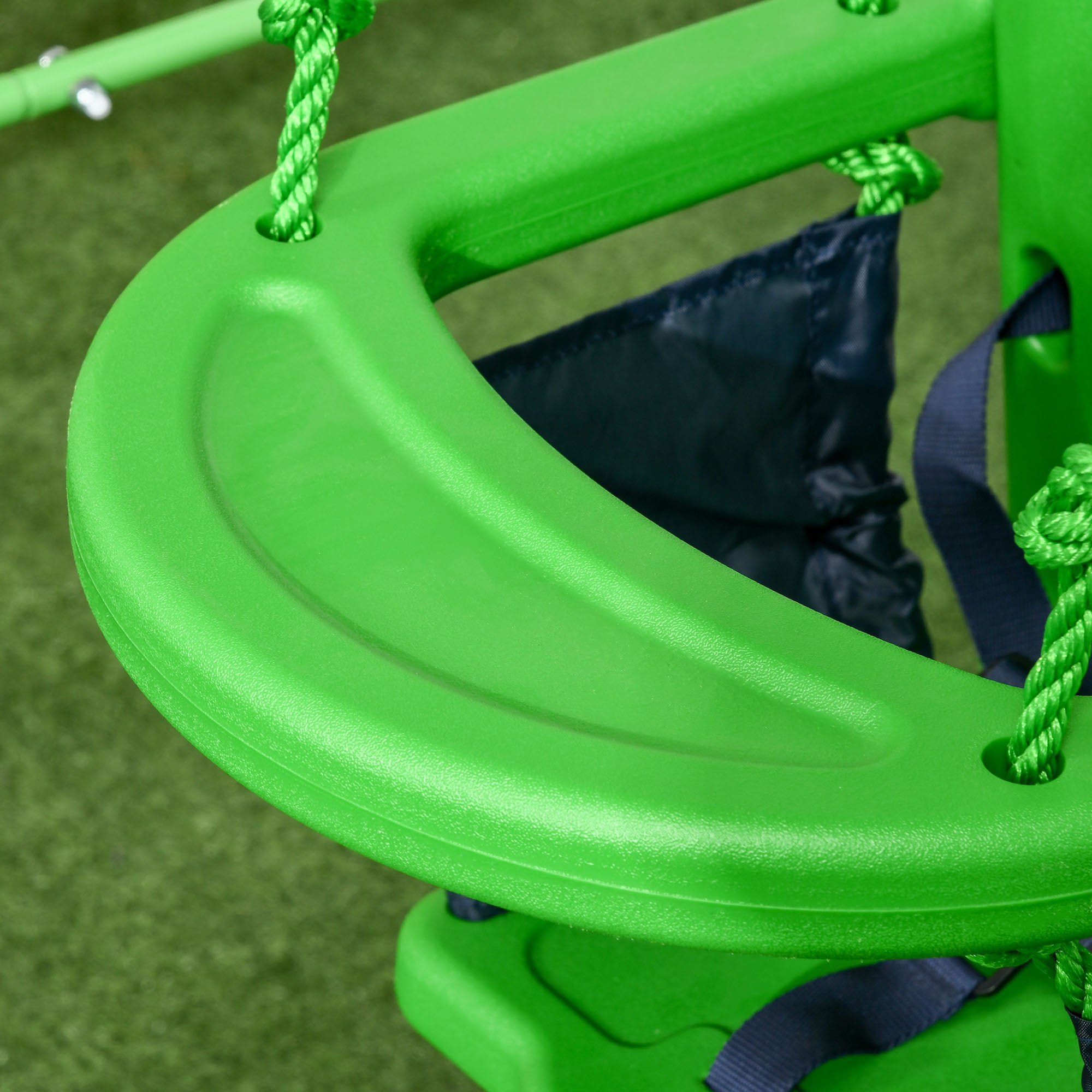 Steel Nursery Swing with Safety Seat Belt and Support Back - Green
