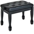 PU Leather Upholstered Height Adjustable Piano Stool with Solid Wood Frame - White