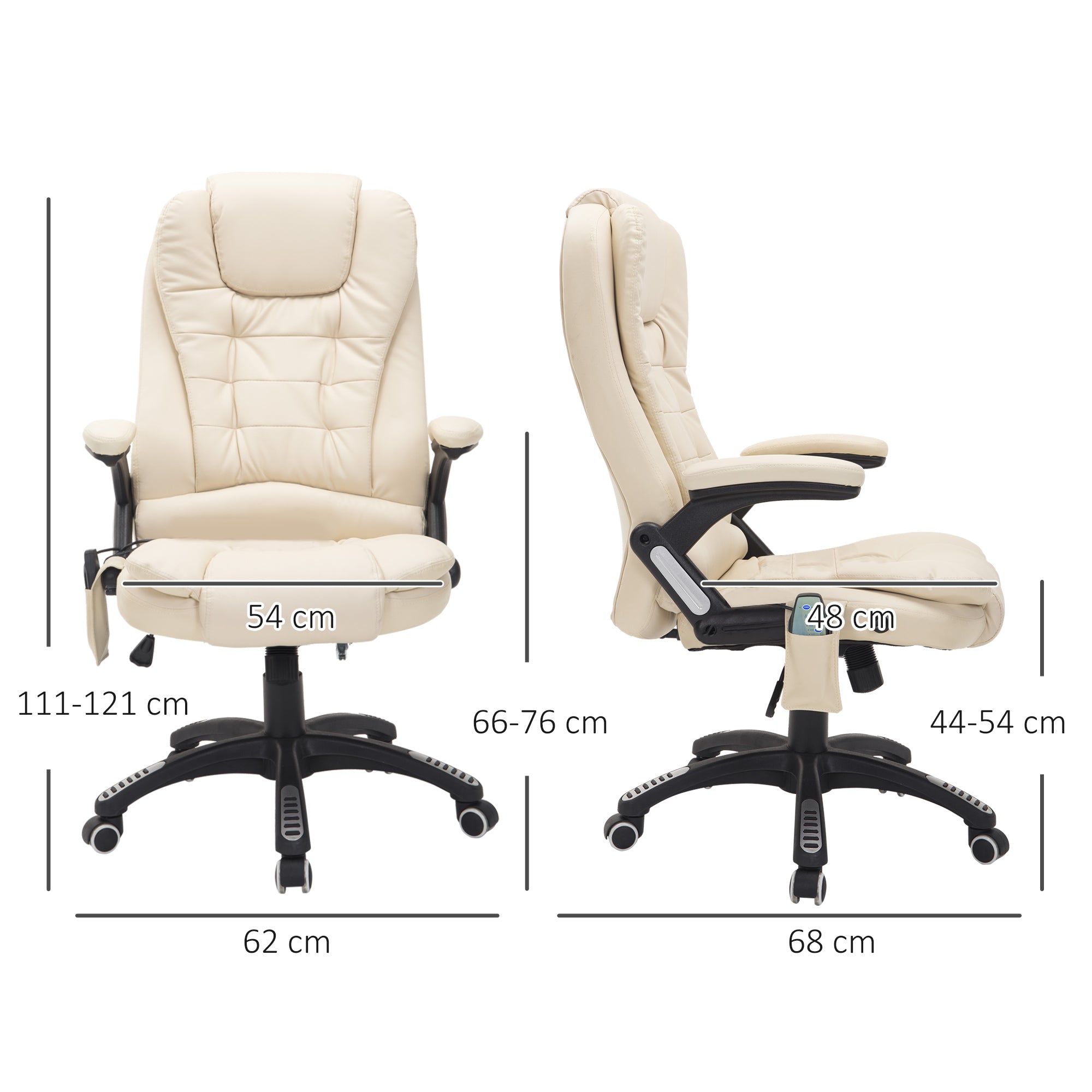 Executive Office Chair with Massage and Heat, High Back PU Leather Massage Office Chair With Tilt and Reclining Function, Beige