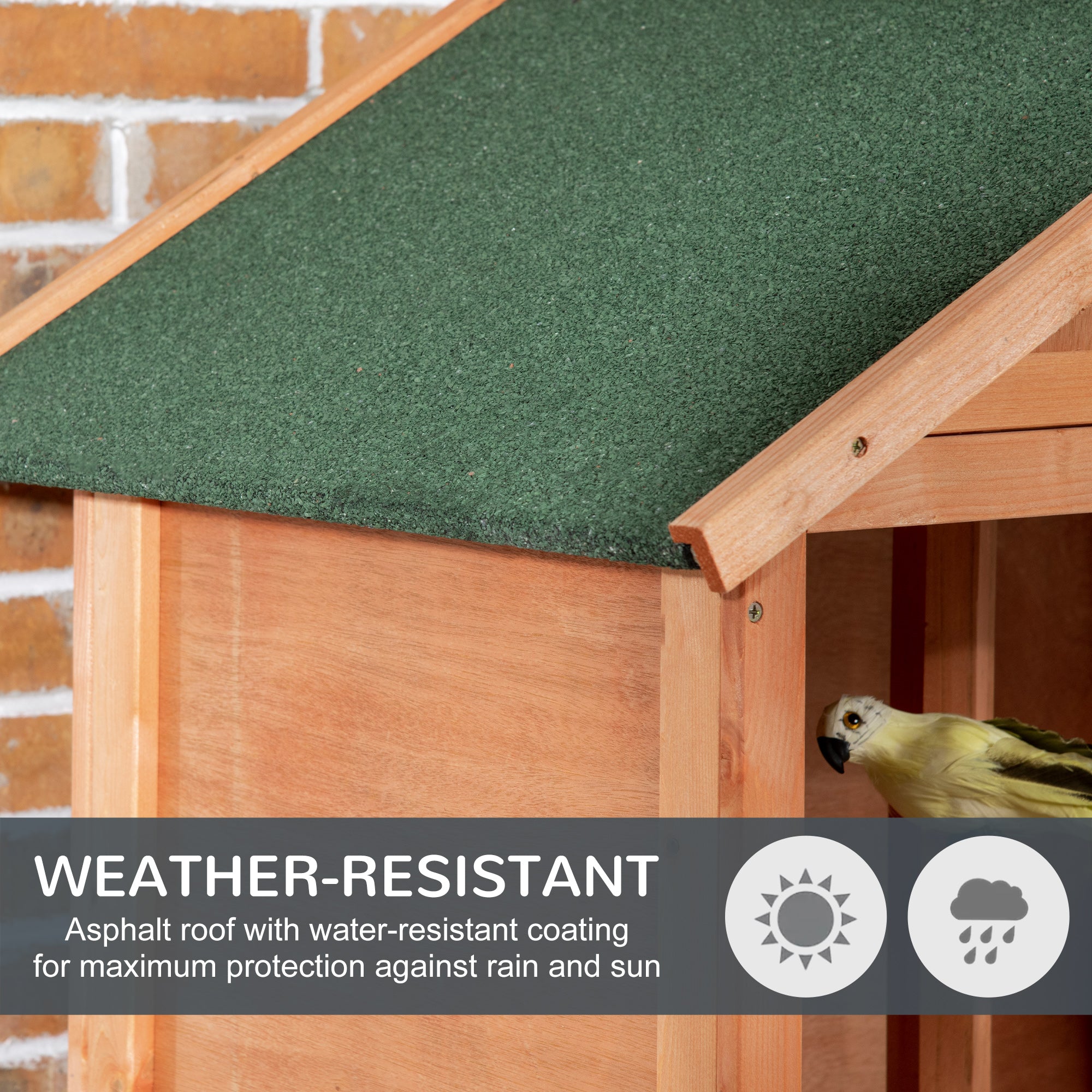 Wooden Outdoor Bird Cage, for Finches and Canaries, with Removable Tray, Asphalt Roof