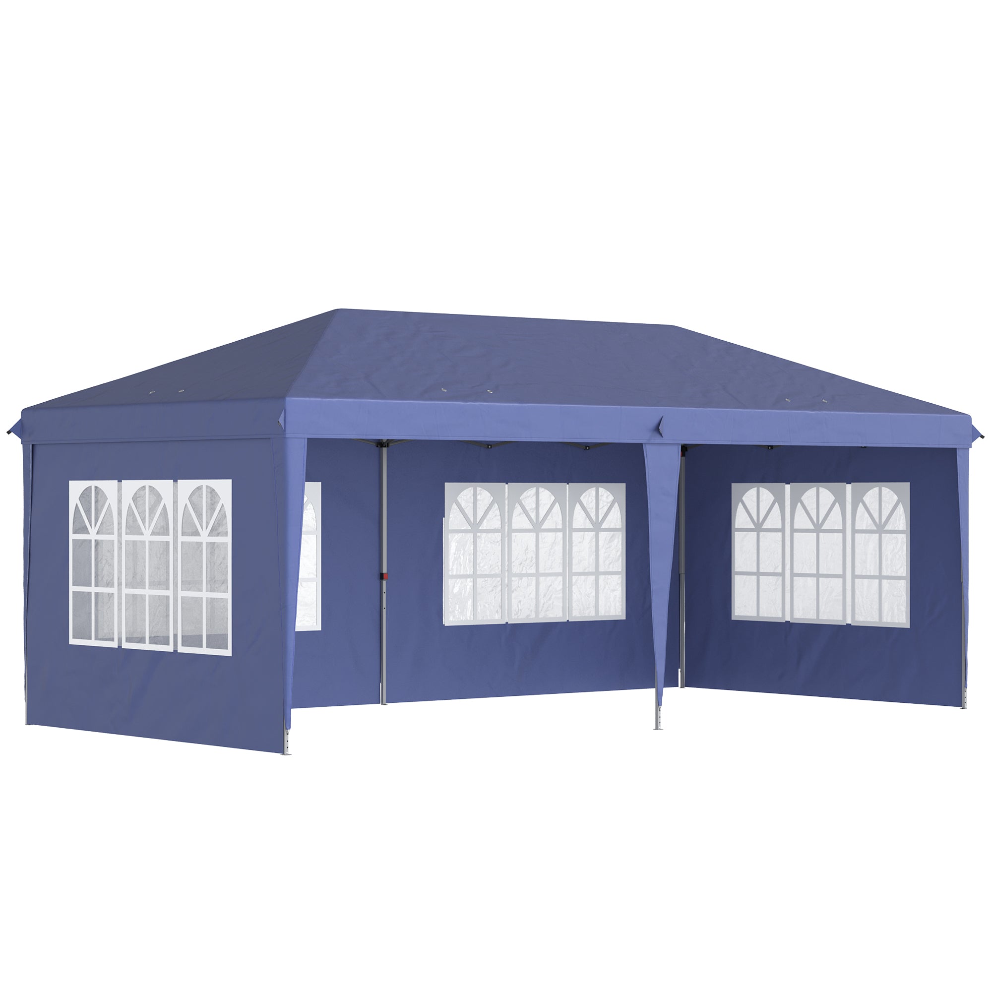 3 x 6m Pop Up Gazebo, Height Adjustable Marquee Party Tent with Sidewalls and Storage Bag, Blue