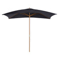 Wooden Garden Patio Parasol with Vent 200x295 cm - Black