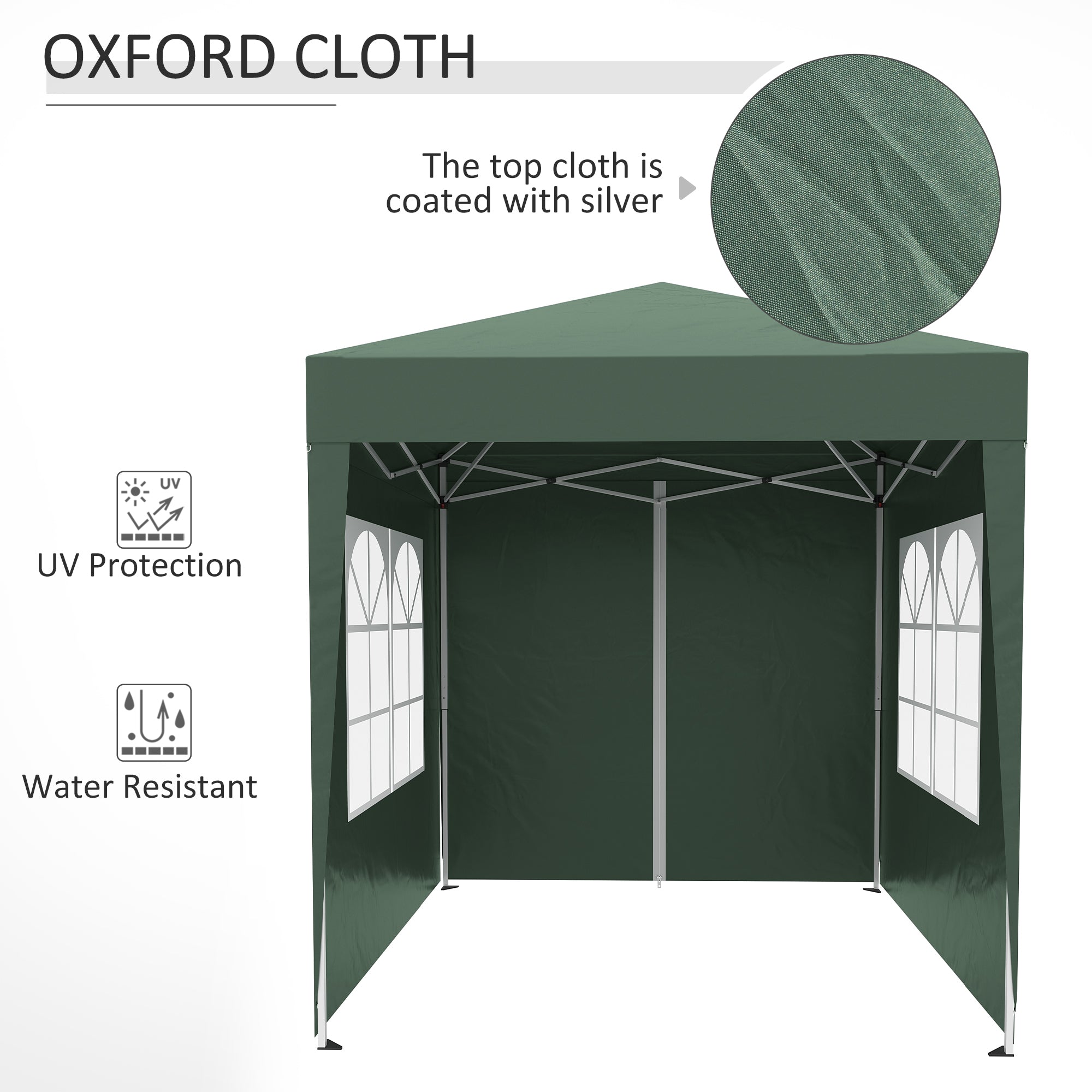 Pop Up Gazebo Canopy, size (2 x 2m)-Green