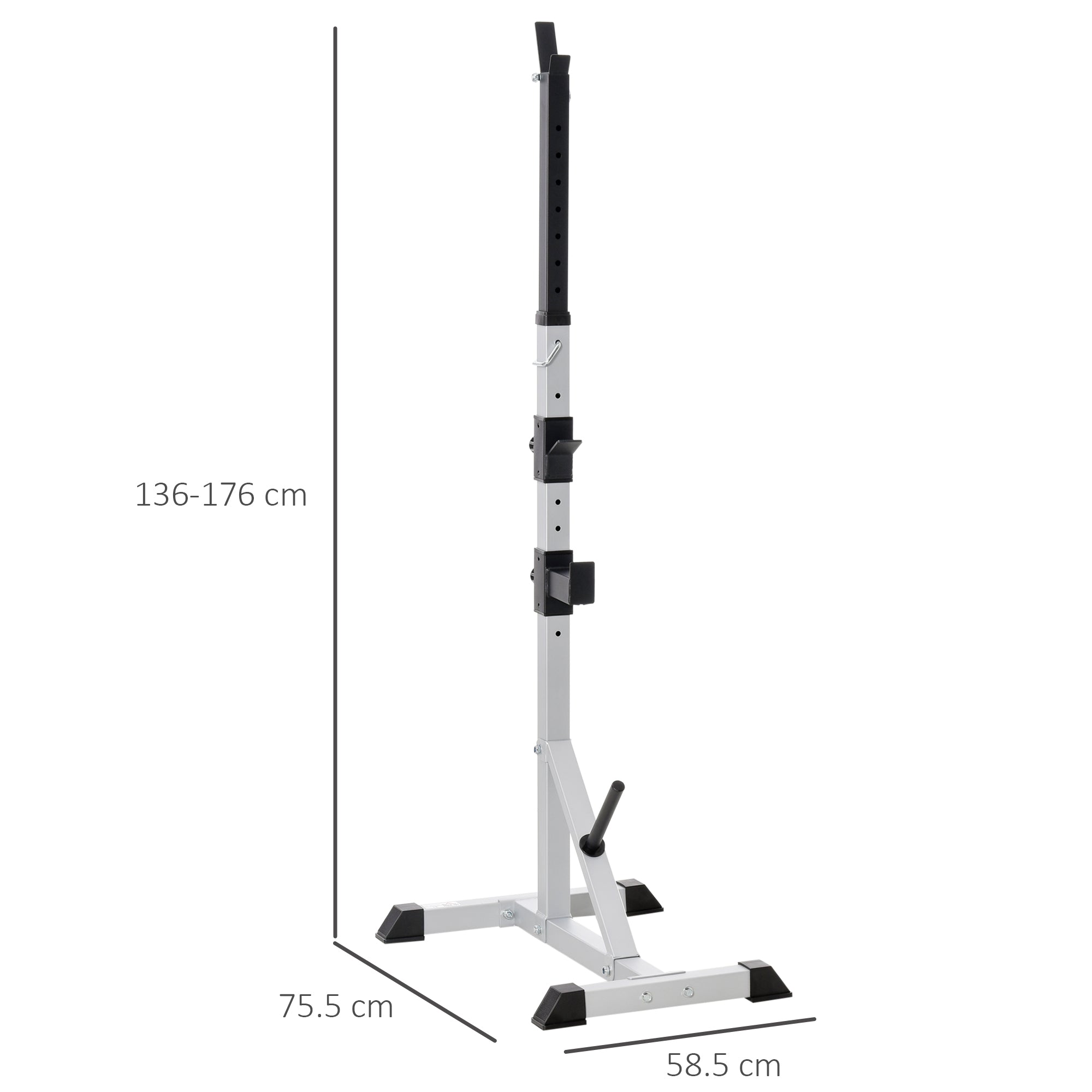 Adjustable Barbell Rack Squat Stand for Weight Lifting Home Gym Training - Silver Black