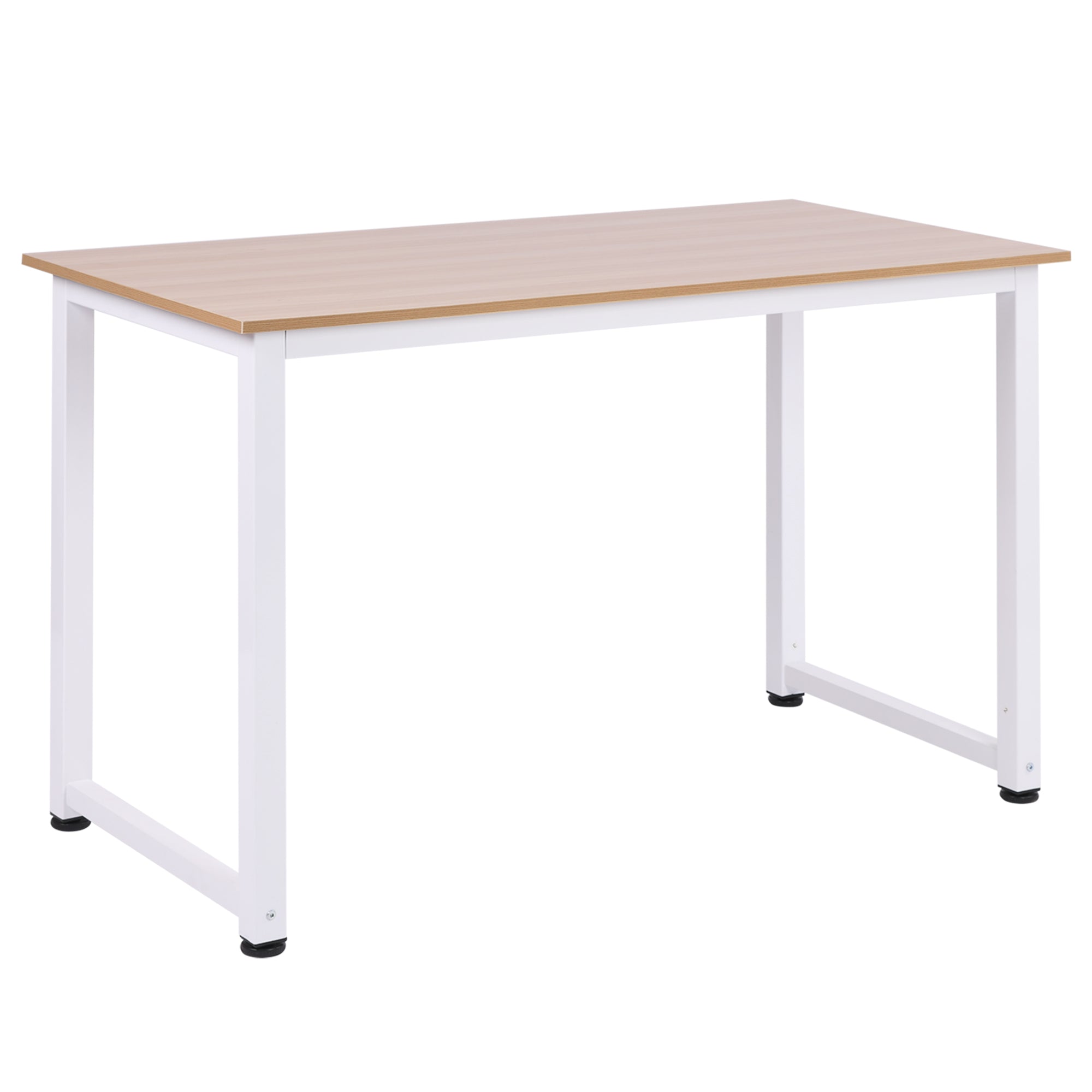 Computer Desk PC Writing Table Home Office Workstation Adjustable Feet Stable Work Study w/ Metal Frame Oak White