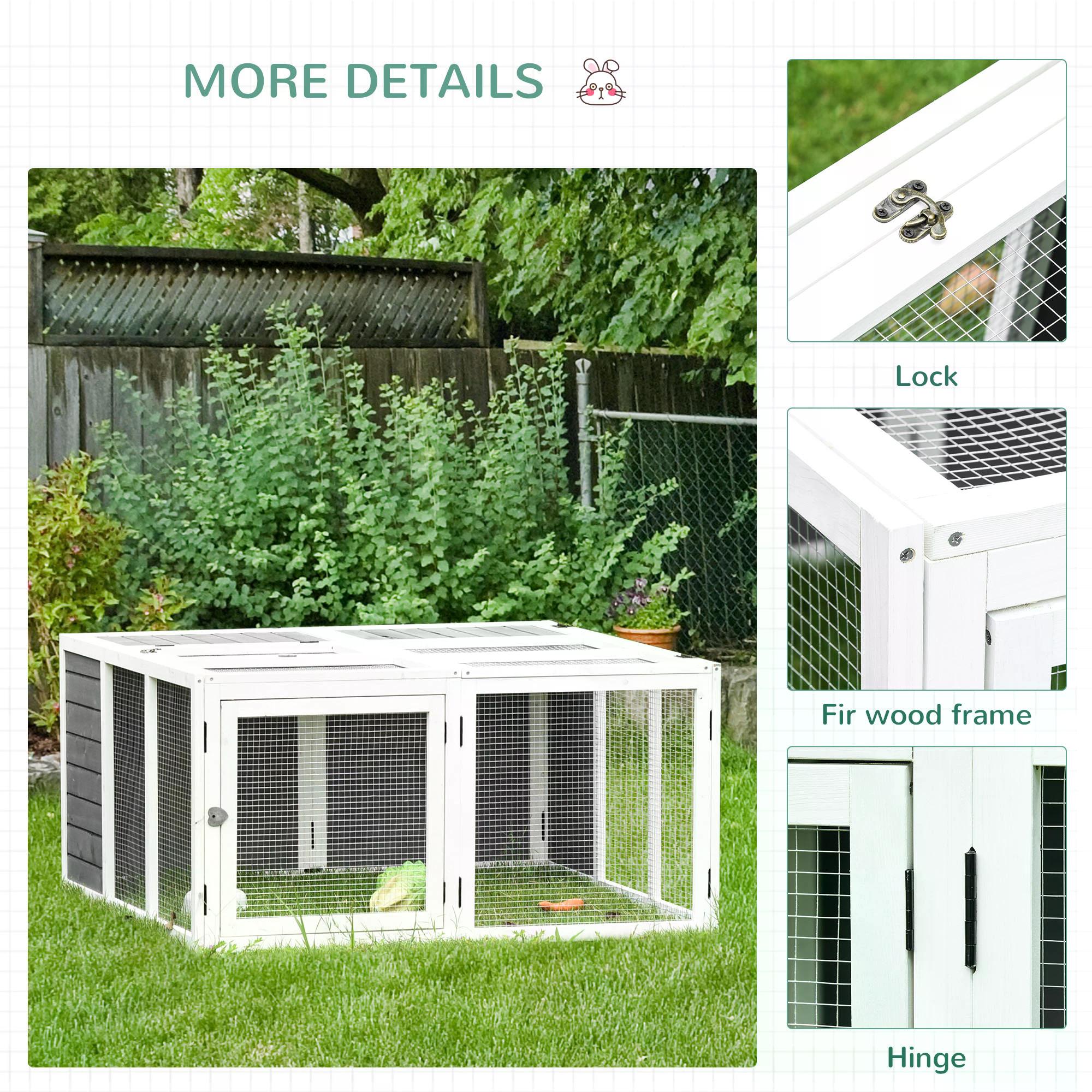 Rabbit Hutch Small Animal Guinea Pig House Ferret Bunny Cage Duck House Rabbit Hideaway Chinchilla Cage Outdoor Indoor with Openable Roof Grey