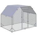 Walk-In Chicken Run with Roof for 4-6 Chickens, Hen House & Duck Pen 280x190x195 cm - Silver Grey