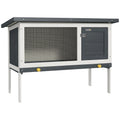 Wooden Rabbit Hutch Small Animal Cage with Lockable Door and Dropping Tray Asphalt Roof - Black