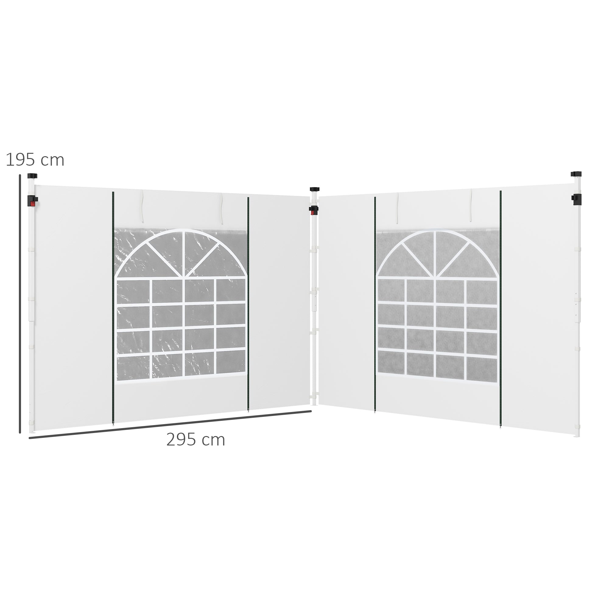 Gazebo Side Panels, 2 Pack Sides Replacement, for 3x3(m) or 3x6m Pop Up Gazebo, with Windows and Doors, White