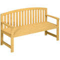 2 Seater Wooden Garden Bench with Armrest for Outdoor - Orange