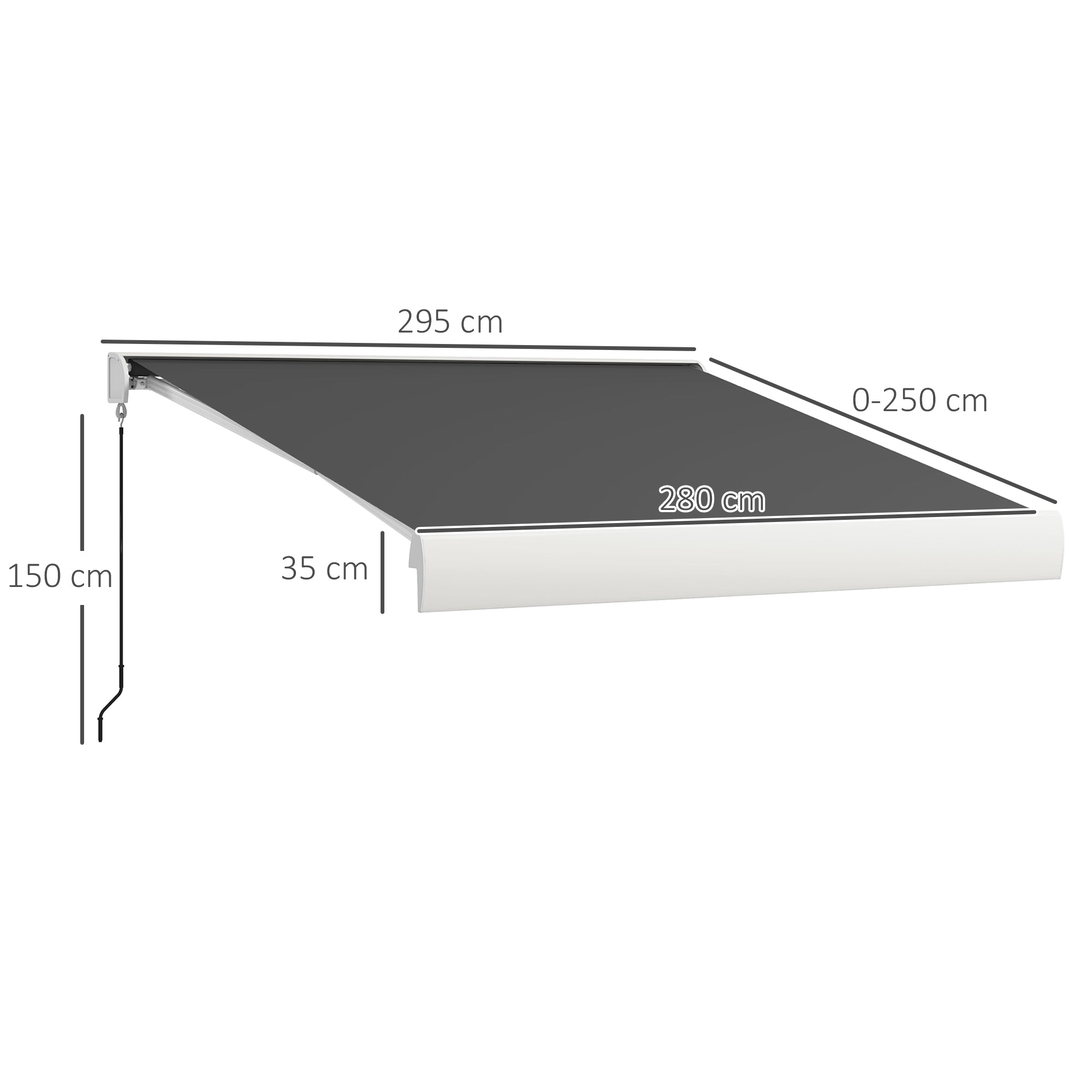 Electric Retractable Awning with Remote Control - Durable Grey Aluminium Frame