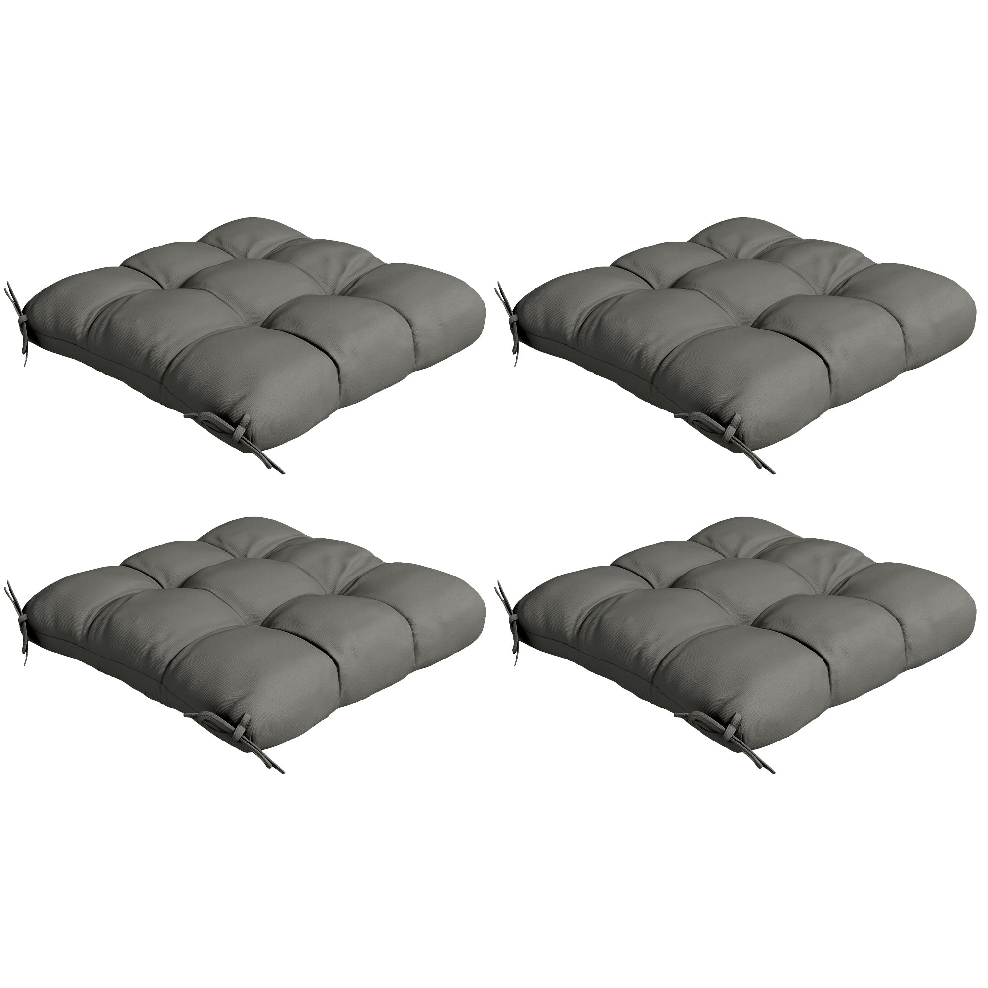 4-Piece Seat Cushion Pillows Replacement, Patio Chair Cushions Set with Ties for Indoor Outdoor, Charcoal Grey