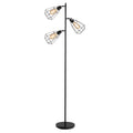 Retro Adjustable 3-Lamp Tree Floor Lamp 165cm Steel Base - Black