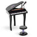 Mini Electronic Piano with Stool and Microphone - Black