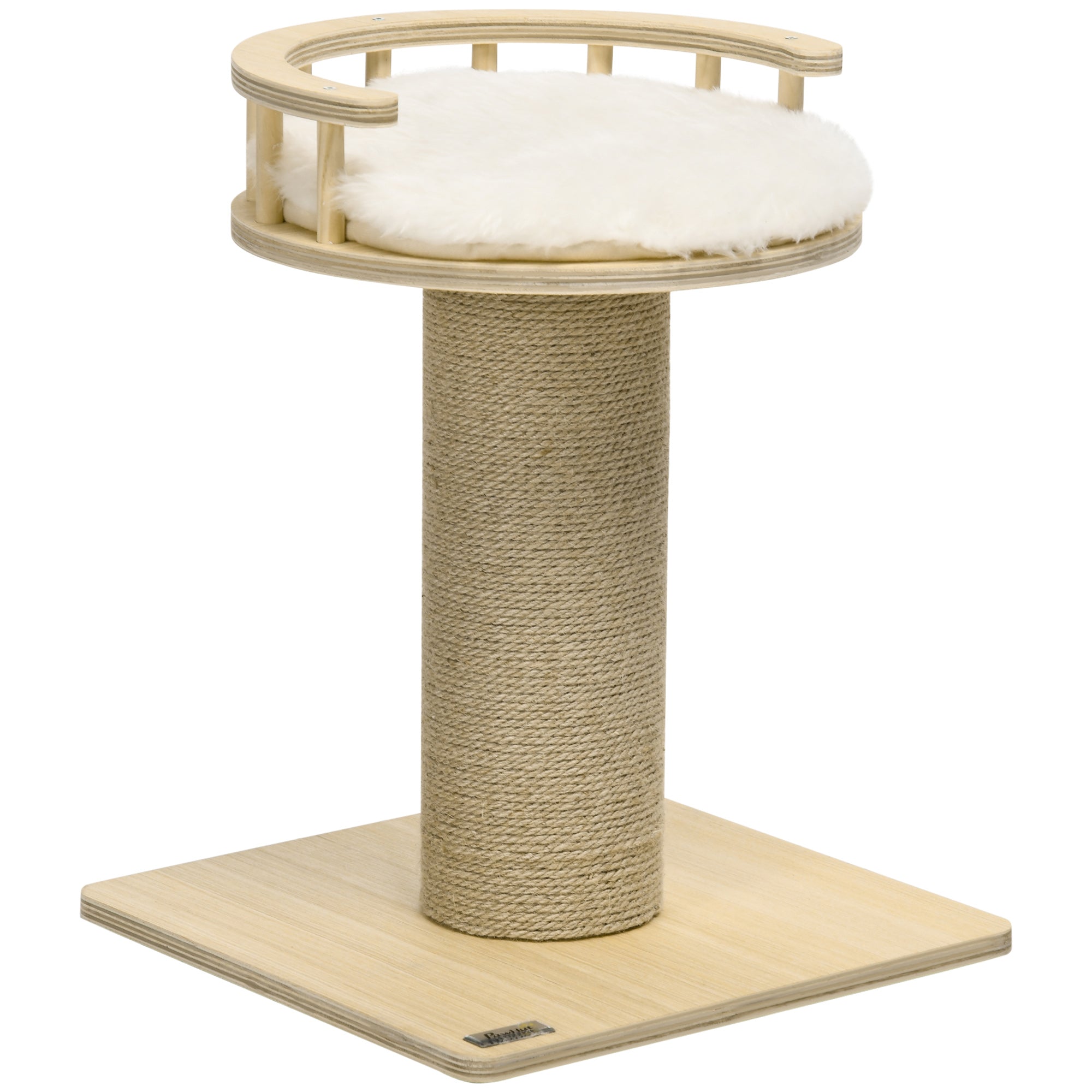 52cm Cat Tree, Kitty Activity Center with Cat Bed, Cat Tower with Bold Jute Scratching Post, Natural