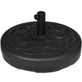 Garden Parasol Base Stand with Built-In Handle, 25kg Water / 35kg Sand Fill, Fits 38-48mm Poles - Black