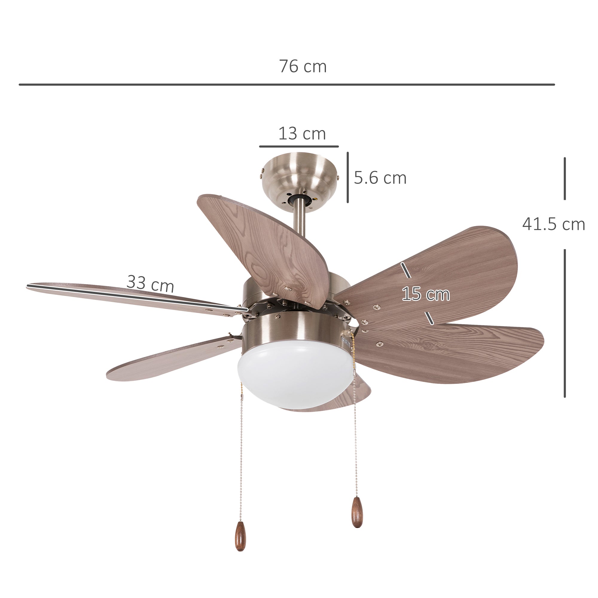 Ceiling Fan with LED Light, Flush Mount Ceiling Fan Lights with 6 Reversible Blades, Pull-chain Switch, Walnut Brown