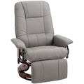 Manual Recliner Armchair Sofa with Faux Leather Upholstered Wooden Base - Grey