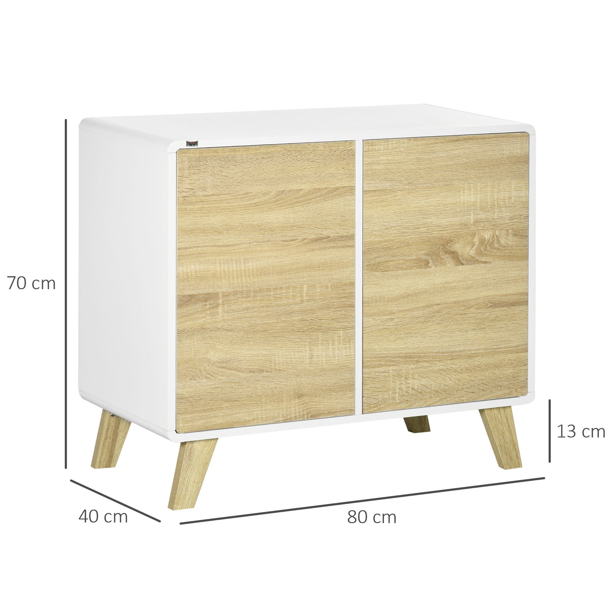 Modern Storage Cupboard with Push to Open Doors Adjustable Shelf for Living Room Home Office Bedroom White and Oak