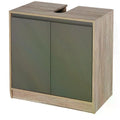 Under Sink Storage Cabinet with Adjustable Shelf 2 Doors Floor Standing Bathroom Cupboard - Grey Oak