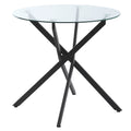 Round Side Table with Clear Tempered Glass Top and Metal Legs 80x75cm - Black