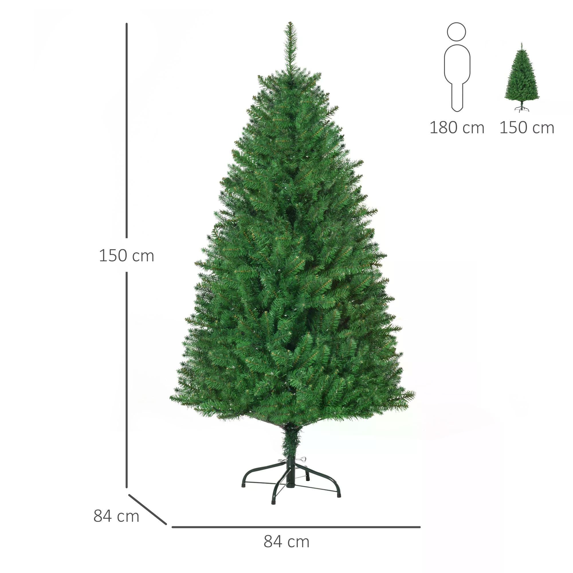 5ft Prelit Christmas Tree Artificial Tree Warm White LED Light Holiday Home Xmas Decoration, Green