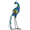 Steel Peacock Garden Statue with Stakes Durable Outdoor Decoration - Multi-Coloured