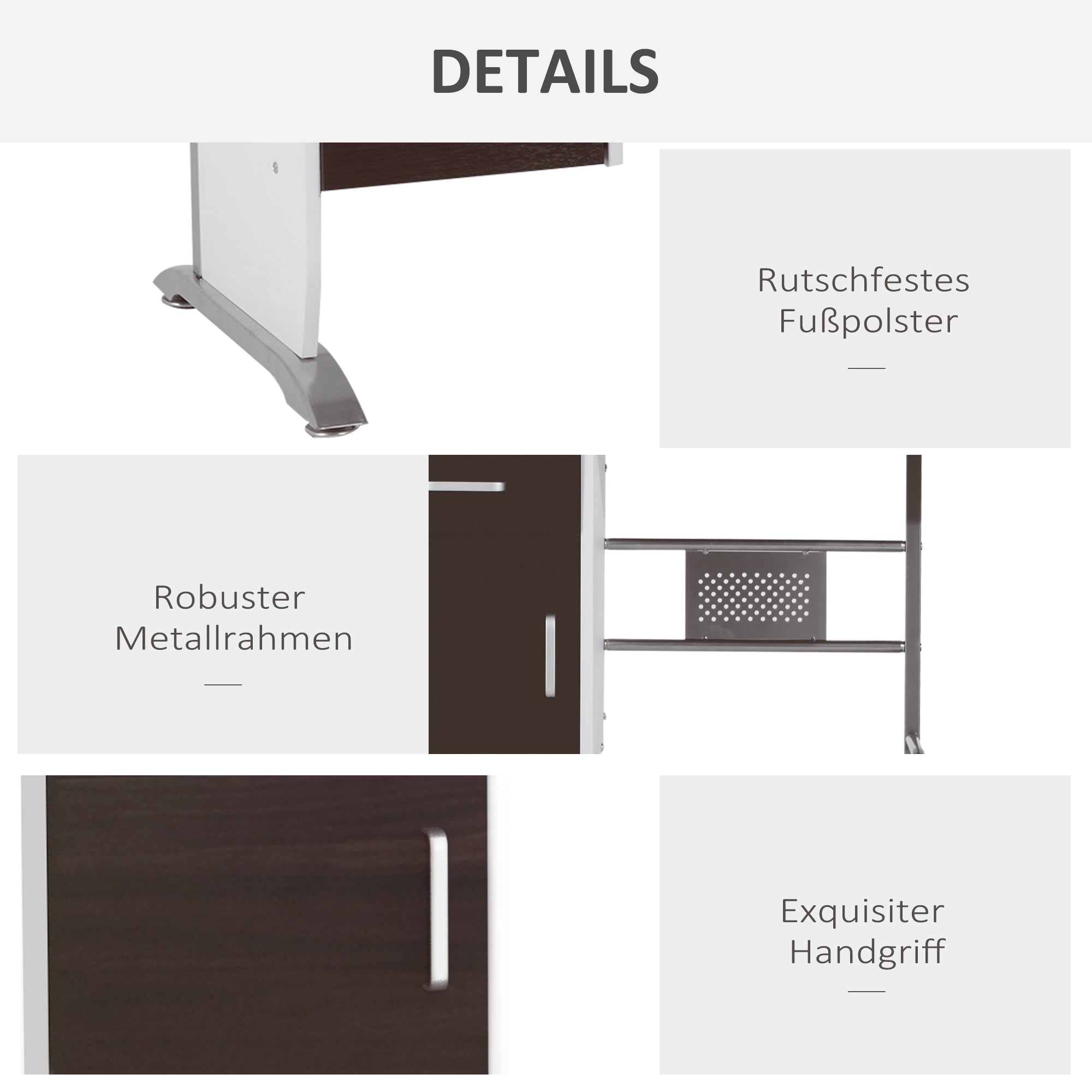 Computer PC Desk with Sliding Keyboard Tray Storage Drawers and Host Box Shelf Home Office Workstation Gaming Study (Black walnut)