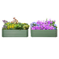 Set of 2 Raised Garden Beds 100x100x30cm Open Bottom Galvanised Planters - Green